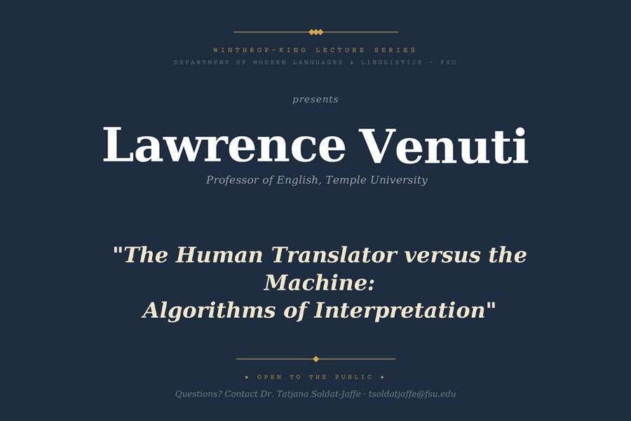 Lawrence Venuti event graphic.